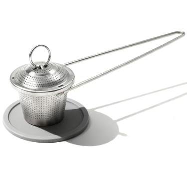 Imagem de Infusor de chá fácil com alça para chá de folhas soltas, coador de chá de aço inoxidável 304 colher de chá para xícara e caneca