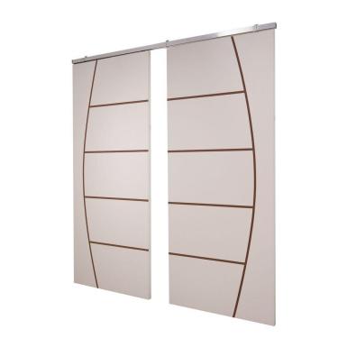 Imagem de Porta Dupla Branco Prime Frisada Kit Alumínio F04 - 210x120