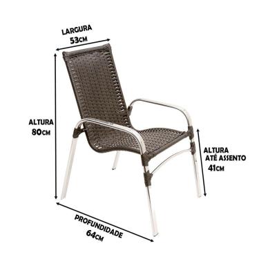 Imagem de 2 Cadeiras Emily Tabaco Estrutura Alumínio Polido