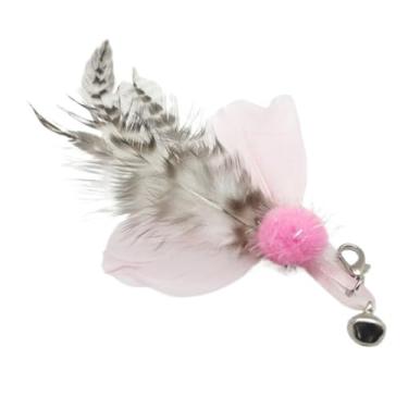 Imagem de Luzhengyang Recargas de varinha Feather Cat Teaser – Cabeças inspiradas em pássaros naturais, acessórios de brinquedo de gato para brincadeiras interativas (pacote com 5) (refil de inseto rosa)