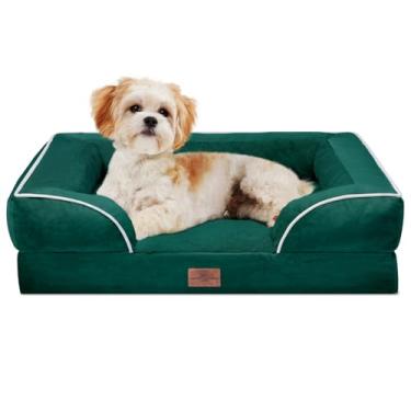 Imagem de Comfort Expression Cama para cães pequenos, impermeável, com espuma ortopédica, sofá-cama confortável para animais de estimação com capa removível lavável e fundo antiderrapante (P, esmeralda)