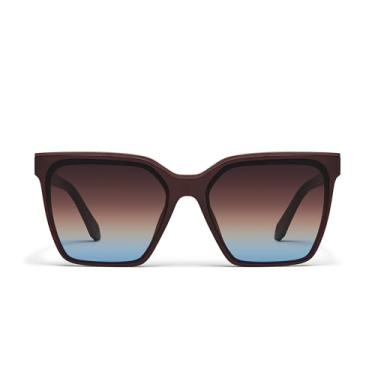 Imagem de Quay - Óculos de sol para homens e mulheres, óculos de sol unissex com lentes com proteção UV, Chocolate/marrom azul, Large