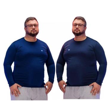 Imagem de Kit 2 Blusas Térmica Masculina Plus Size Uv50+ Segunda Pele Proteção Solar-Masculino