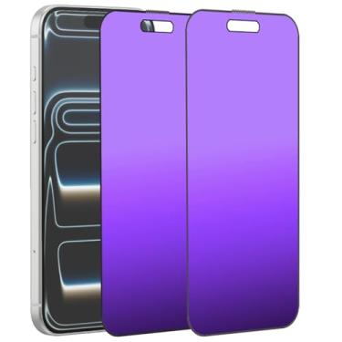 Imagem de BWEDXEZ 2 peças de vidro temperado fosco antiprivacidade azul para iPhone 17 Pro Max antirreflexo anti-espião película protetora de tela 6,9 polegadas