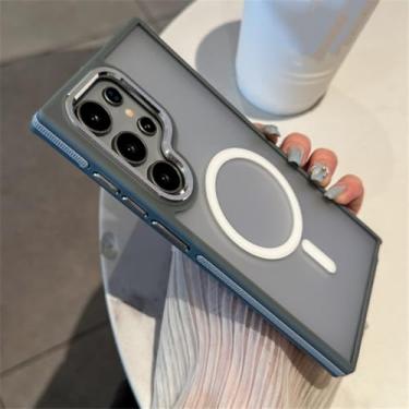 Imagem de Capa de celular magnética fosca de luxo para Samsung Galaxy S24 S23 S22 Ultra Plus com carregamento traseiro (para S23/cinza)