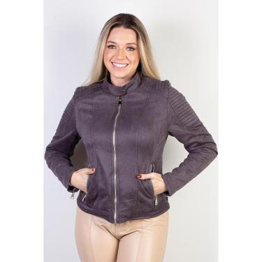 Imagem de Jaqueta feminina suede gola com botão 84252-Feminino