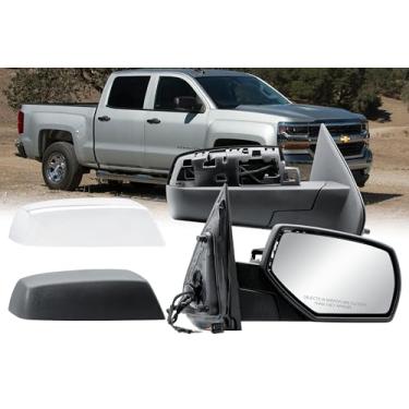 Imagem de Retrovisor de porta do lado direito do passageiro elétrico e aquecido com primer texturizado e traseira cromada dobrável manual para Chevrolet Silverado GMC Sierra 1500 2500 3500 2014-2019
