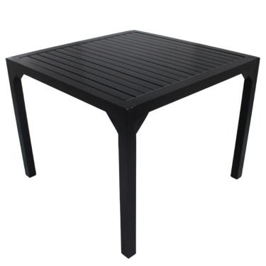 Imagem de Mesa Quadrada Haiti 100cm Com Tampo Ripado Em Alumínio Trama Preto