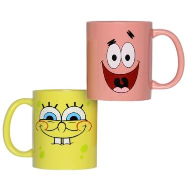 Imagem de Surreal Entertainment Caneca Bob Esponja Nickelodeon Bob Esponja Calça Quadrada e Patrick Star Best Friends Big Face 2 Pk 325 ml Caneca de Cerâmica Café Chá