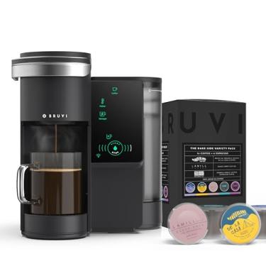 Imagem de BRUVI The Dark Roast Bundle | Sistema de café de porção única geração 3 | Cor preta | Inclui 20 B-Pods de café torrado escuro e café expresso