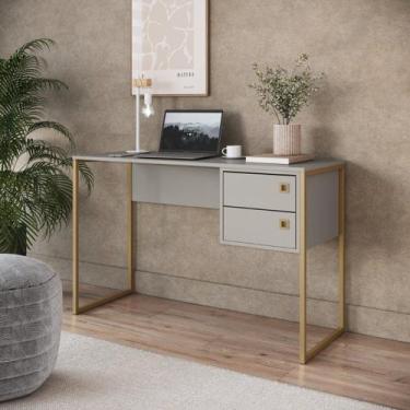 Imagem de Escrivaninha Mesa de Computador Industrial 2 Gavetas Arenas/Dourado - 