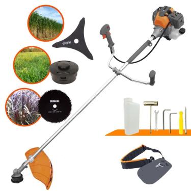 Imagem de Roçadeira Multifuncional Tekna RL520-P À Gasolina 52cc 10.000rpm 2HP de Potência Completo Com Lâmina 3 Pontas + Lâmina 80 Dentes + Carretel Nylon