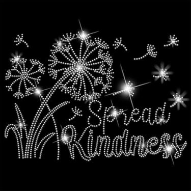 Imagem de SUPERDANT Dente-de-leão cristal strass ferro na transferência espalhar bondade glitter strass aplique adesivos DIY transferência decalque para roupas camiseta moletom jaquetas saco travesseiros 32 x