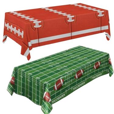 Imagem de T-Mogur Football Party Tablecloth Disposable Plastic Table Cover for Kids 54"x108" - Large Theme Party Decoration Tablecloth Football Field Sport Touchdown Birthday Supplies Favors Gameday Accessories