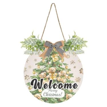 Imagem de YETTASBIN Placa de boas-vindas para árvore de Natal, placa de parede à prova d'água, guirlanda decorativa de alpendre para inauguração de casa, quintal, jardim, decoração de férias, 30 x 30 cm