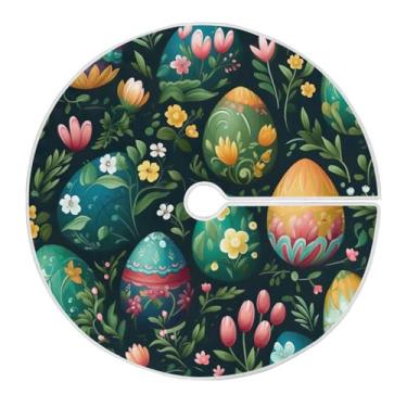 Imagem de Qilmy Saia de árvore de Natal com ovos de páscoa 119,9 cm, camurça para árvore de Natal, adequada para decoração de armário em ambientes internos e externos, festas, escritórios, lojas, armários239