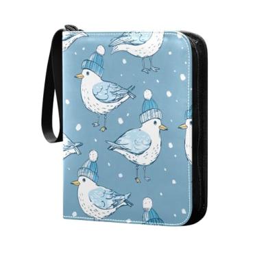 Imagem de Wassud 4 bolsos fichário de cartas colecionáveis gaivotas usando chapéus comporta 400 cartões padrão à prova d'água TCG CCG MTG álbum presentes para colecionadores meninos meninas