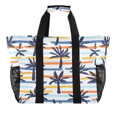 Imagem de Wassud Tulipas Palmeira reutilizável sacola grande bolsa de compras impermeável organizador de lona para praia, piquenique, lavanderia, viagem