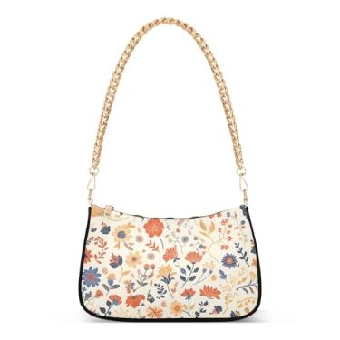 Imagem de CEBUGI Bolsas transversais femininas bolsa de ombro pequenas bolsas de flores elegante bolsa clutch com alça de corrente