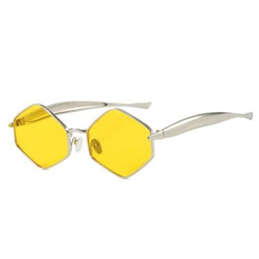 Imagem de Óculos de Sol Femininos Cat Eye Punk Metal com Proteção UV400 e Design Masculino para Esportes ao Ar Livre, Corrida e Ciclismo, Cor Amarelo Prateado