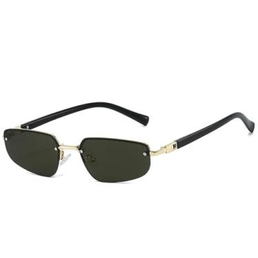 Imagem de JRLLFD Óculos de sol retrô meia armação femininos e masculinos, óculos de sol para pesca ao ar livre UV400 (cinza dourado)