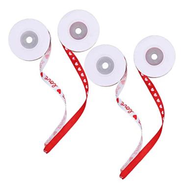 Imagem de aqxreight 4 Rolos de Fitas de Tecido Estampado Com Coração Padrões Delicados Fitas do Dia Dos Namorados para Decoração de Casamento Embalagem de Presente Mais de Embrulho de Material Feita Adequadas Impressas