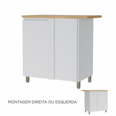 Imagem de Balcão Canto 1 Porta Rainha 92X52cm 100 MDF - Nesher, Branca / Nature