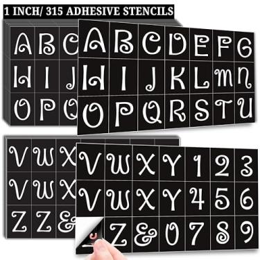 Imagem de Estêncil adesivo de letras e números de 2,5 cm para pintura, modelos de vinil de estêncil de adesivo 315 para artesanato DIY em madeira, parede, tecido, caixa de correio, vidro e mais (PengStik)