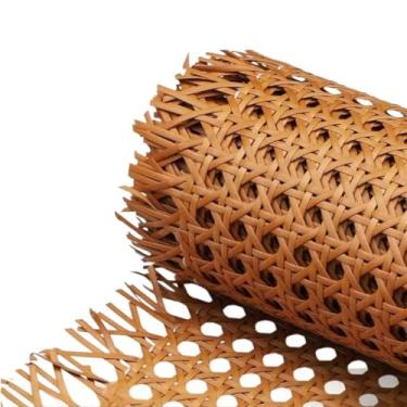 Imagem de Correias de plástico para bengala de vime 40 x 101 cm, tecido de vime cor café para projetos de cana, bengala de malha aberta tecida para móveis, material de artesanato durável para cadeiras e