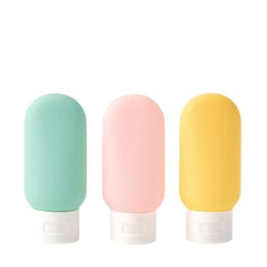 Imagem de Kit 3 Frascos De Viagem Silicone Reutilizáveis Flexíveis Para Cosméticos