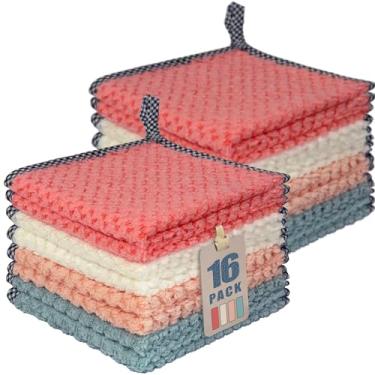 Imagem de AIWIWH Toalhas de prato com laço para pendurar, panos de limpeza de microfibra de veludo coral, super absorventes e de secagem rápida, panos de prato reutilizáveis sem fiapos para cozinha, pratos de