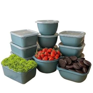 Imagem de Kit com 12 Potes Plasticos Para Alimentos Frezer Geladeira(Azul Petróleo)