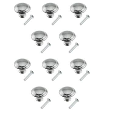 Imagem de Maxmoral 10 peças de diâmetro 27 mm puxadores de metal para armário de cozinha com parafusos alça redonda mini gaveta adequada para móveis porta roupeiros estantes de livros banheiro