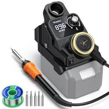 Imagem de Preciva Estação De Solda Sem Fio Para Dewalt 20 V Máx. Bateria, 5 Pontas De Ferro De Solda, 1-8 Minutos De Hibernação Automática, Controle De Calor De Até 896 °F, Conversão ºc/ºf, Piscina De Escóri