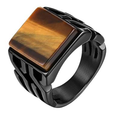 Imagem de OIDEA Anel de declaração olho de tigre para homens: anéis de motociclista de aço inoxidável para homens anéis de sinete vintage anéis masculinos joias presente, Aço inoxidável, Sem pedra preciosa