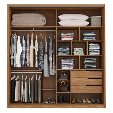 Imagem de Guarda Roupa Casal Belga 1 Portas E 1 Espelho - Élpis Móveis Nogueira Touch-preto Prime Tx