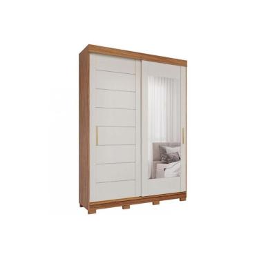 Imagem de Guarda Roupa Solteiro 2 Portas De Correr (1 C- Espelho) E 3 Gavetas C- Pés Liz Cinamomo-off White - Panan