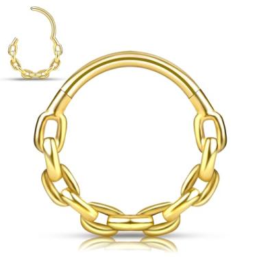 Imagem de ONESING Anéis de septo 16G Stianless Steel Septo Jewelry Hipoalergênico Spetum Clickers Daith Piercing Joia Hélice Articulada Helix Tragus Argola de nariz para mulheres homens Prata/Ouro/Preto 10 mm