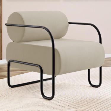 Imagem de Poltrona Decorativa Orgânica Living Miska Veludo Bege - Desk Design