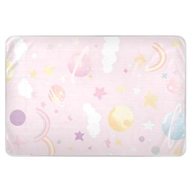Imagem de Cute Planets Colchão rosa à prova d'água, almofadas de urina para cães 132 x 86 cm, absorventes de cama