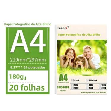 Imagem de Papel Fotográfico A4 Brilhante 180G Unilateral Para Impressora Jato De