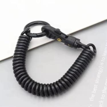 Imagem de 1 chaveiro de corda de mola de plástico corda de perda de telefone corda telescópica para pendurar chaveiro pendurado, Preto, tamanho �nico