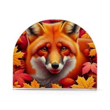 Imagem de Porta-guardanapos de raposa de outono, porta-guardanapos acrílico para mesas, suporte de guardanapo vertical para jantar cozinha restaurante decoração de casa acessórios de bar