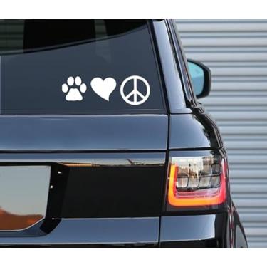 Imagem de Printbeat Decalque Paw Love Peace – Uso interno e externo | Adesivo de vinil branco | Cadernos de para-choques, caminhão, janela, laptop, fácil de usar para carro, van e bicicleta | 4,6 cm x 14 cm