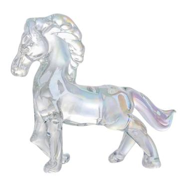 Imagem de Wswqop Estátua de cavalo de vidro em miniatura, peça de arte colecionável, ornamento Feng Shui para loja, sala de estar, Natal e Halloween, Style J