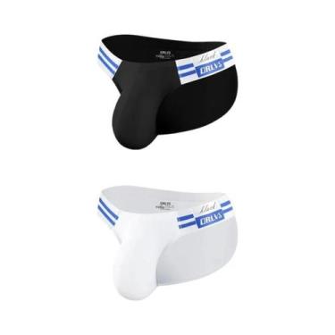 Imagem de Cuecas Masculinas De Algodão Listradas Azul Marinho, Modelo Biquíni Tr