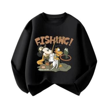 Imagem de Camiseta Infantil Preta De Manga Longa Com Estampa Do Mickey Casual Es