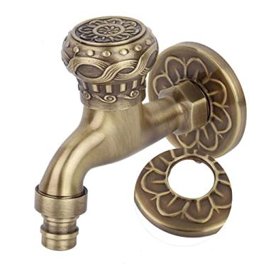 Imagem de Hyuduo Torneira de água de Latão Montada na Parede G1/2, Torneira de Banheiro de Lavanderia Antiga Com Alça Elegante e Superfície de Risco, para Uso Em Máquina de Lavar e Esfregão Em