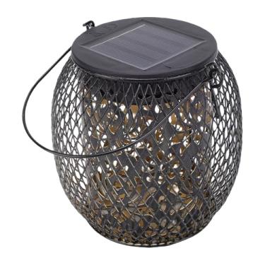 Imagem de Hyuduo Lanterna Solar, Construção de Ferro retrô IP65 Com Design Oco para Jardim Externo, Carga Solar de 6 a 8 Horas para Iluminação Automática de 8 Horas Com Brilho Ambiente