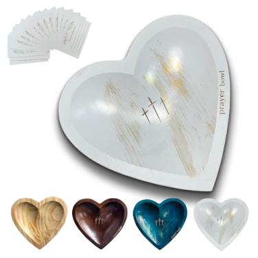 Imagem de Tigela de oração de madeira, feita à mão com 24 cartões, tigela de massa de oração religiosa/Natal/Páscoa/presentes de Dia de Ação de Graças